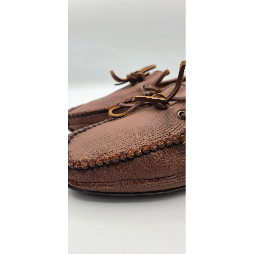 Minnetonka Moosehide Weekender Men's Moccasins 10 Carmel Brown Leather Loafers